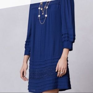 Anthropologie Leifsdottir blue dress with lace S